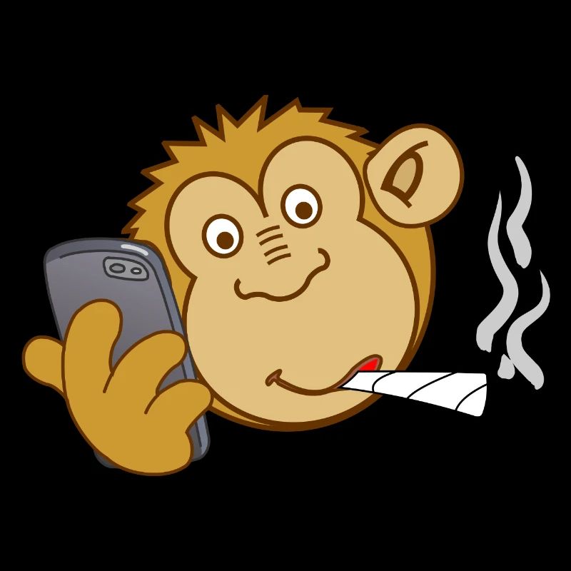 Monkey with phone and joint – modern addiction