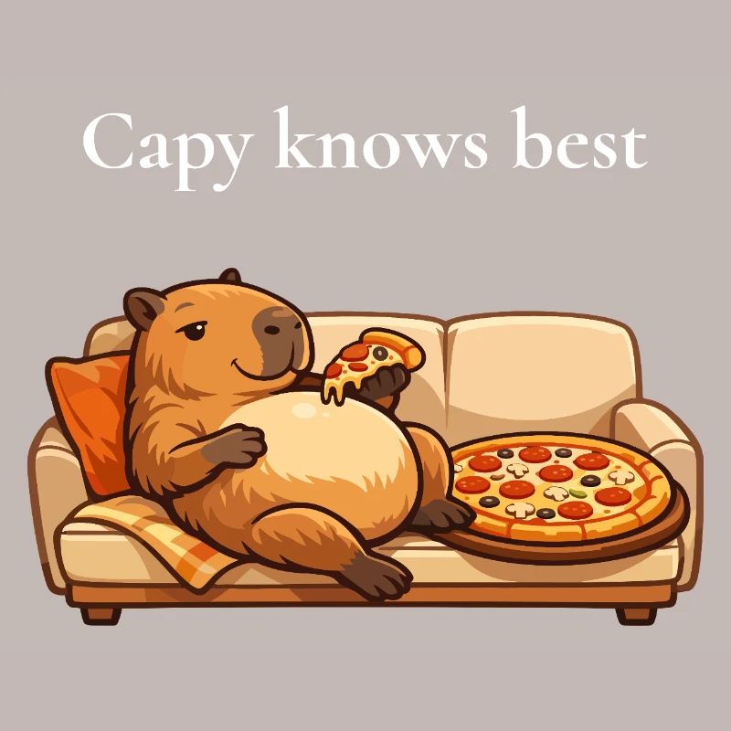 Capybara avec pizza sur canapé