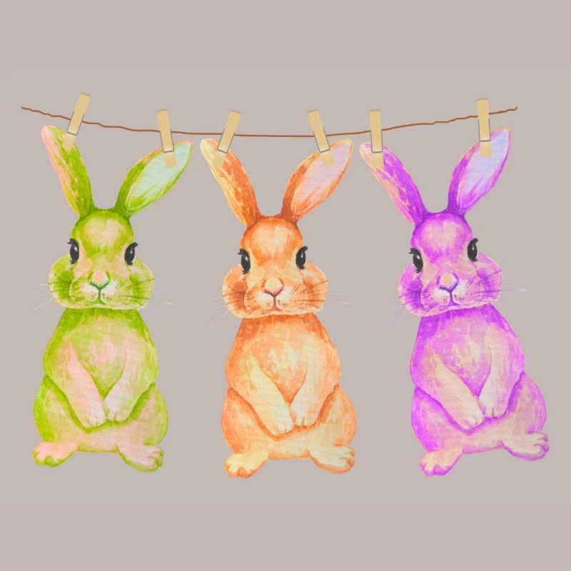 Bunny T-Shirt Cute Clothesline Easter Design Gift