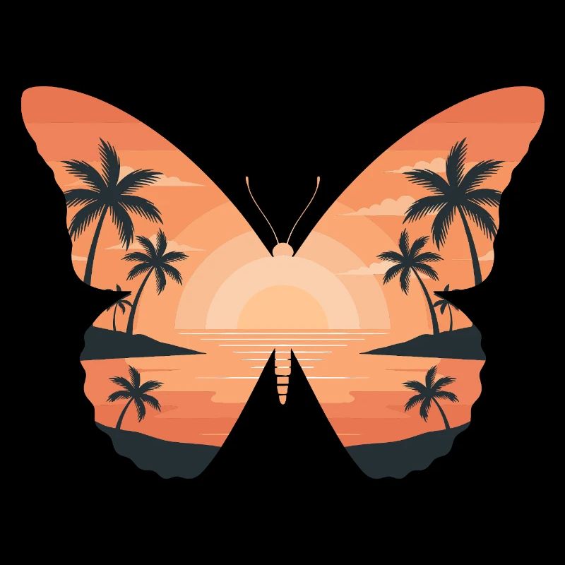 Papillon coucher de soleil sur la plage