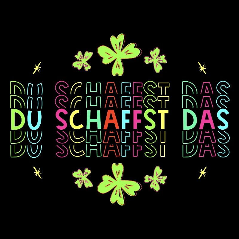 Du schaffst das! Glücksbringer Glücksklee neon