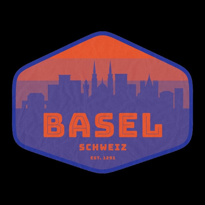 Basel Skyline Retro Abzeichen
