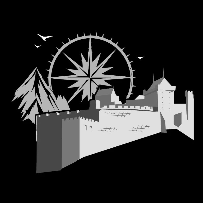 Château avec boussole