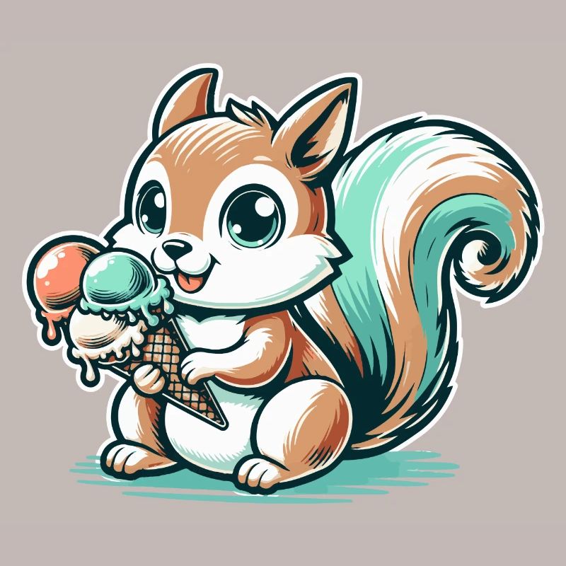Niedliches Cartoon-Eichhörnchen mit Eiscreme