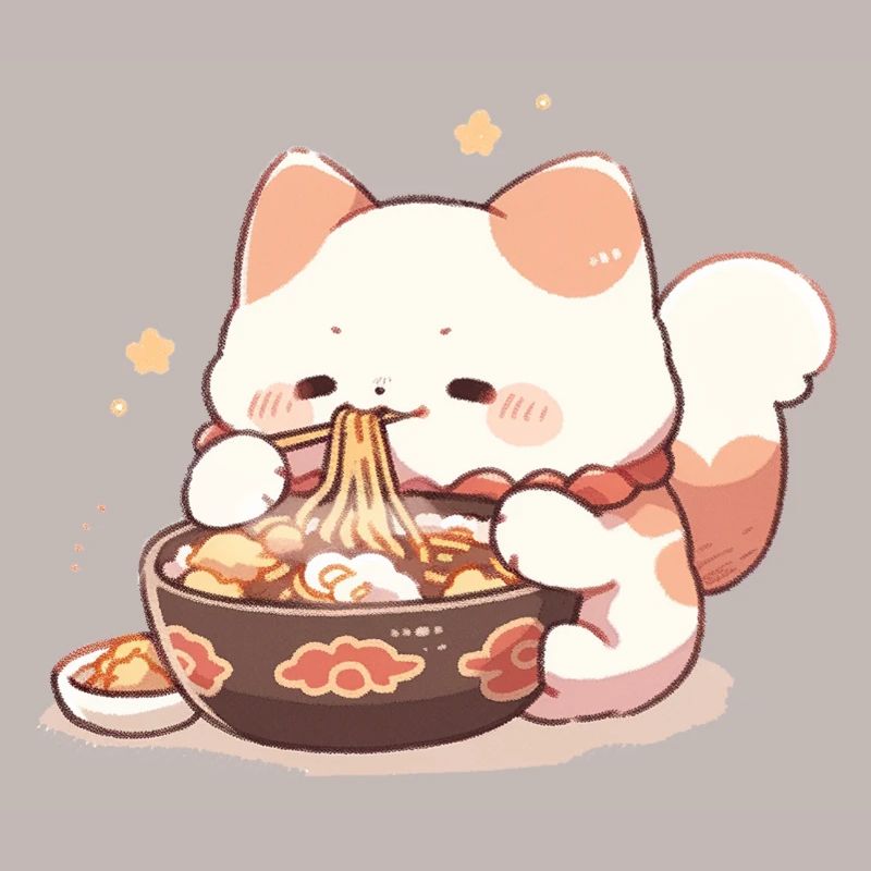 Spaghetti cats - Cat is having fun with past
