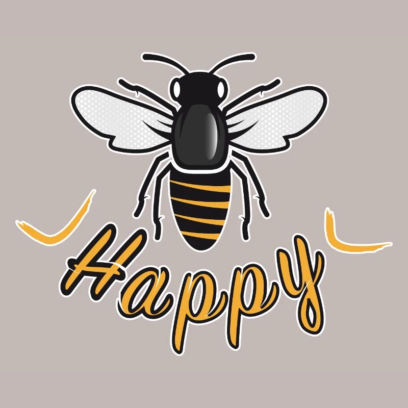 Abeille heureuse avec l’inscription « Happy »