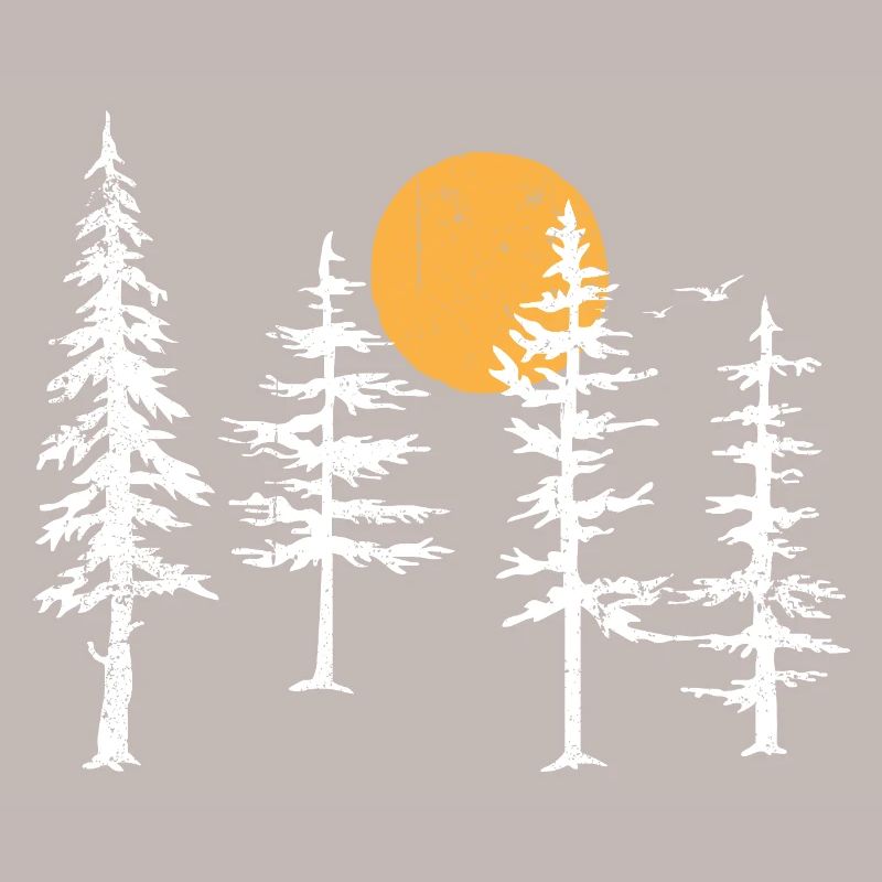 Serene Forest Silhouette with Sunset