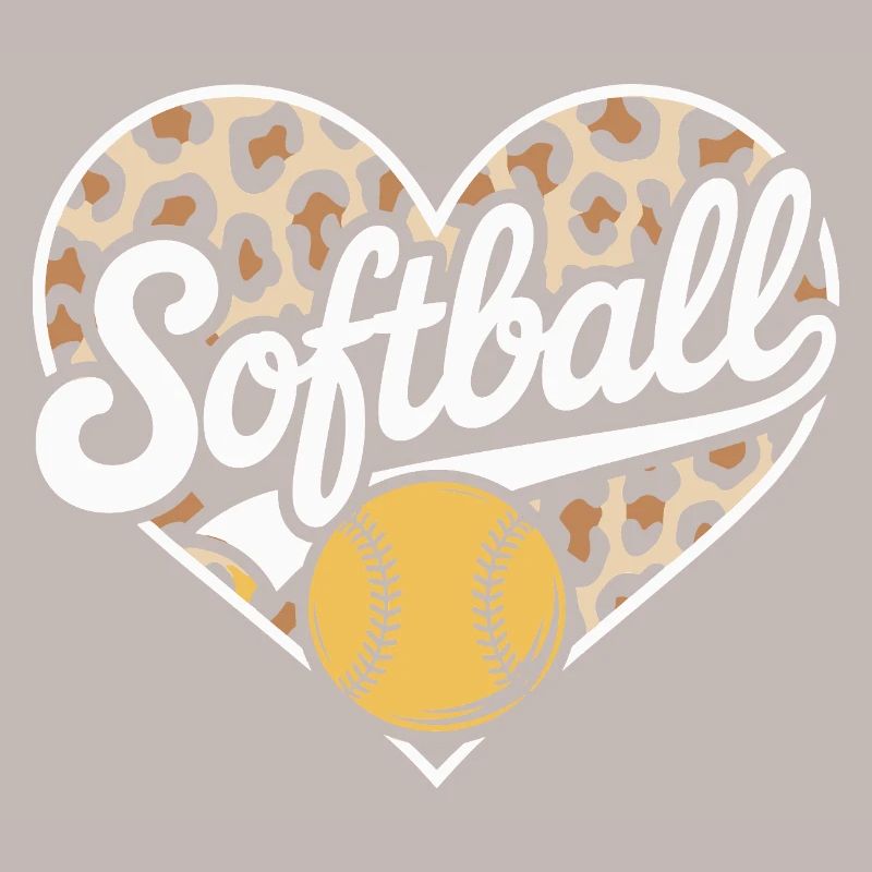 Leopard pattern softball heart design