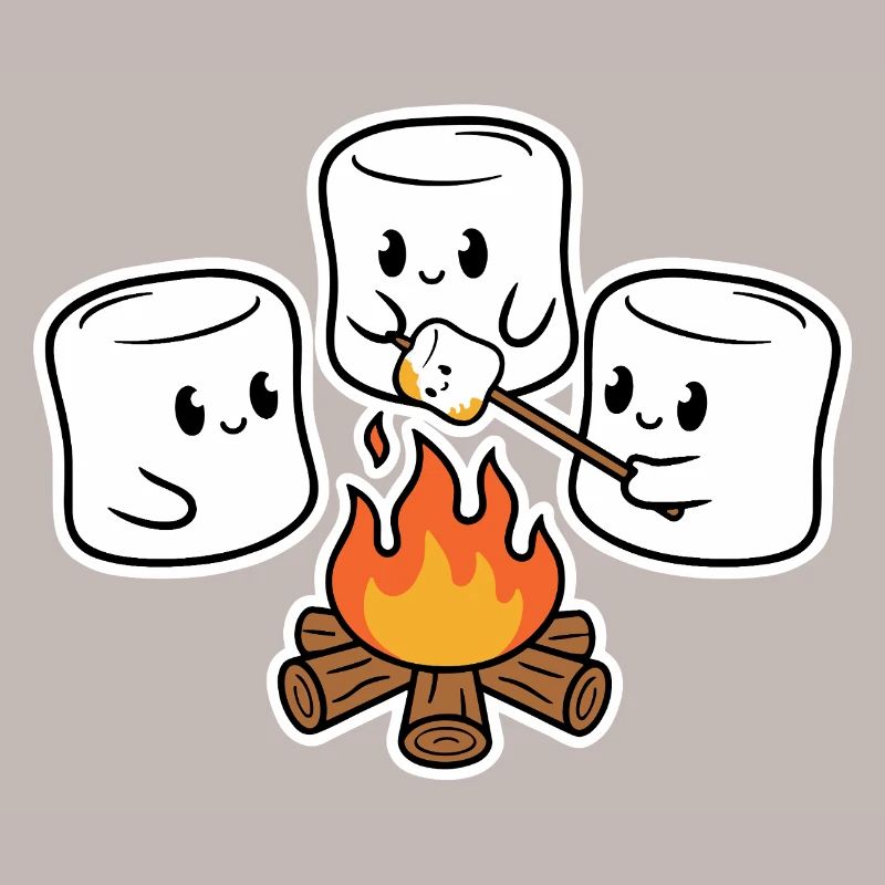 Cuddly marshmallows at the campfire