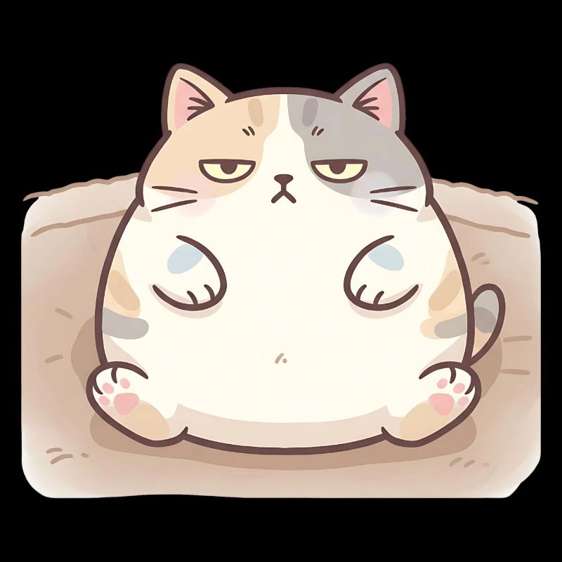 Fluffy fat cat in nursing pose