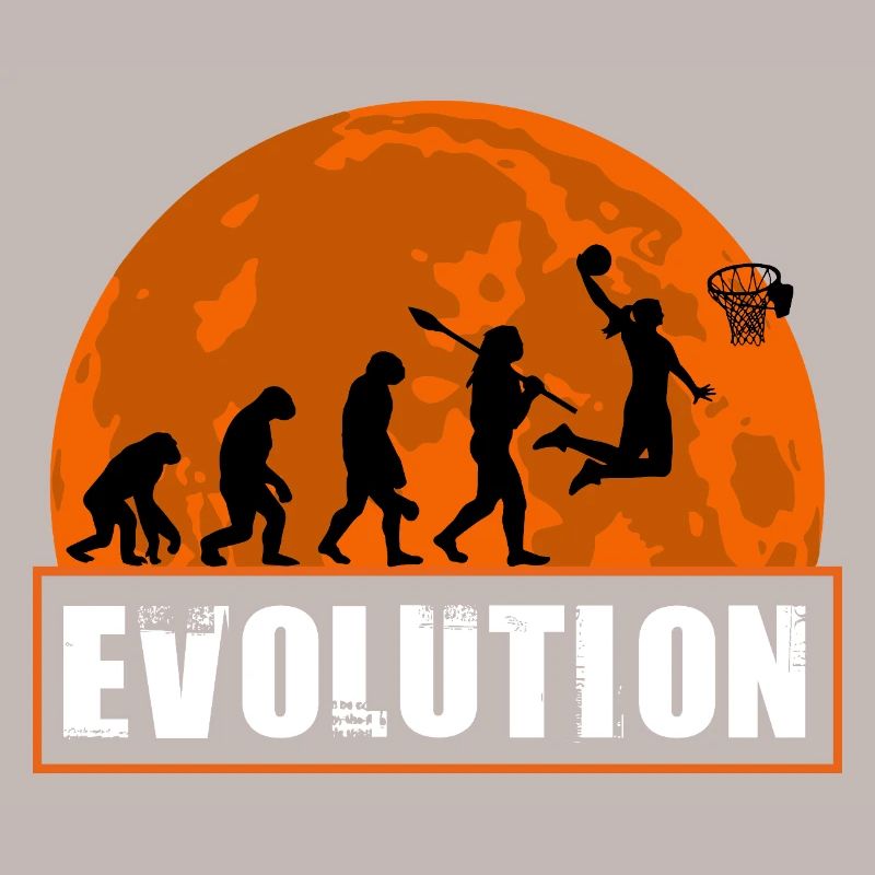 Basketball Evolution Player Dunking Silhouette