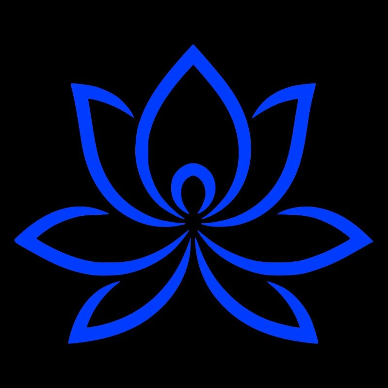 Éventail de Lotus Bleu à la Ligne Fleur Fleur Fine