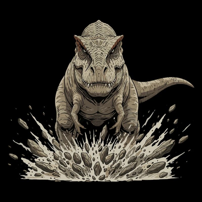 Un T-rex jaillit du sol