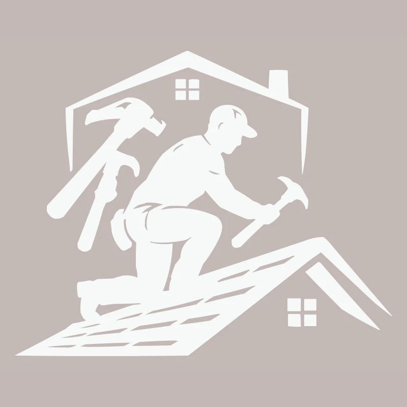 Dachdecker Silhouette am Dach