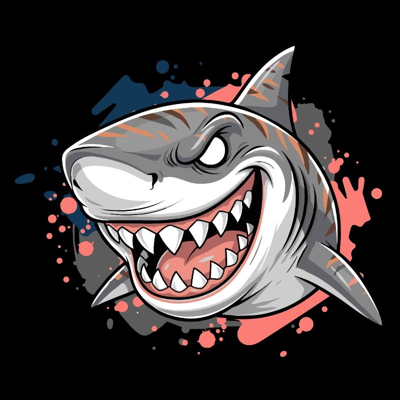 Angry Shark Graffiti Print