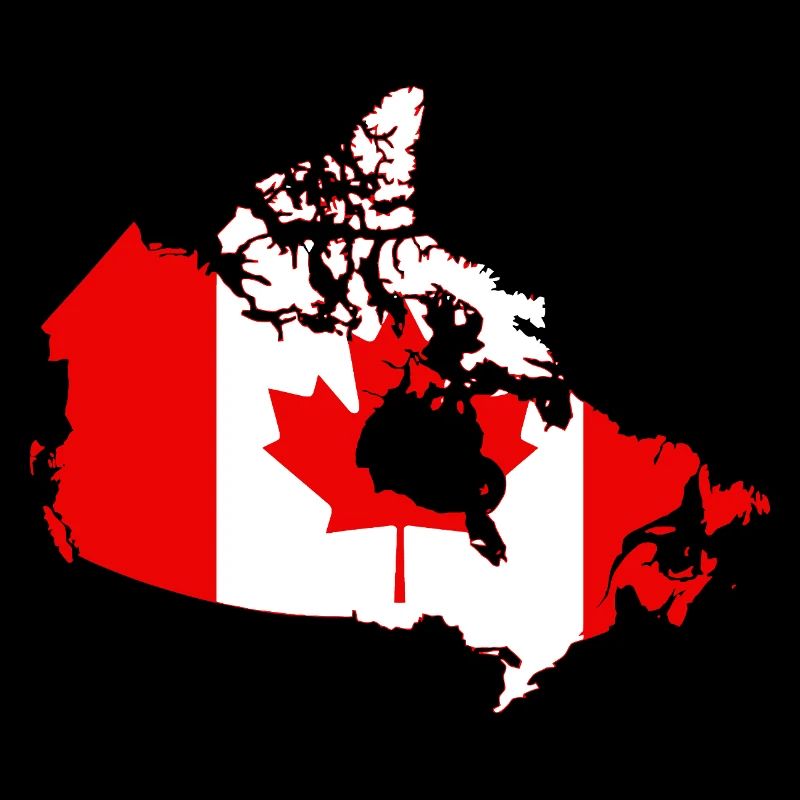 Silhouette de la carte du drapeau du Canada avec feuille d’érable