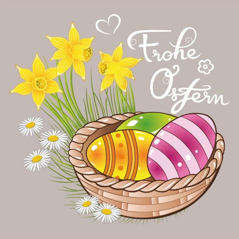 Happy Easter Easter basket Easter eggs Easter flowers eggs