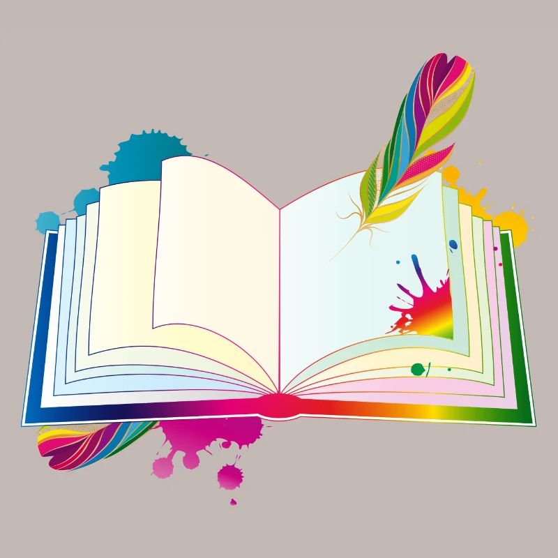 journal hétéroclite avec plume et blobs