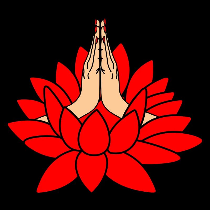 Red lotus namaste hands