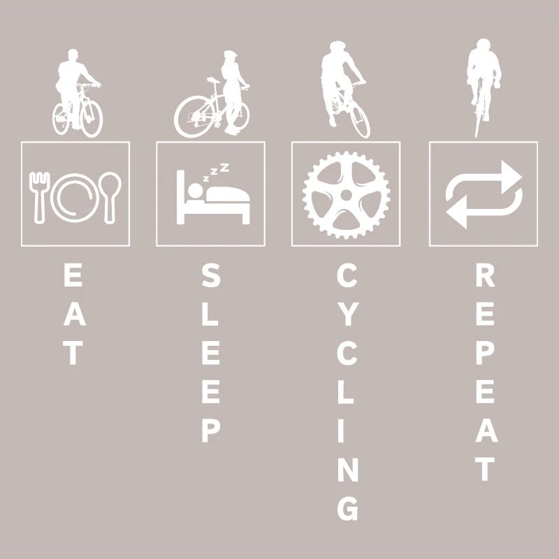 Citation de cyclisme drôle manger dormir répéter