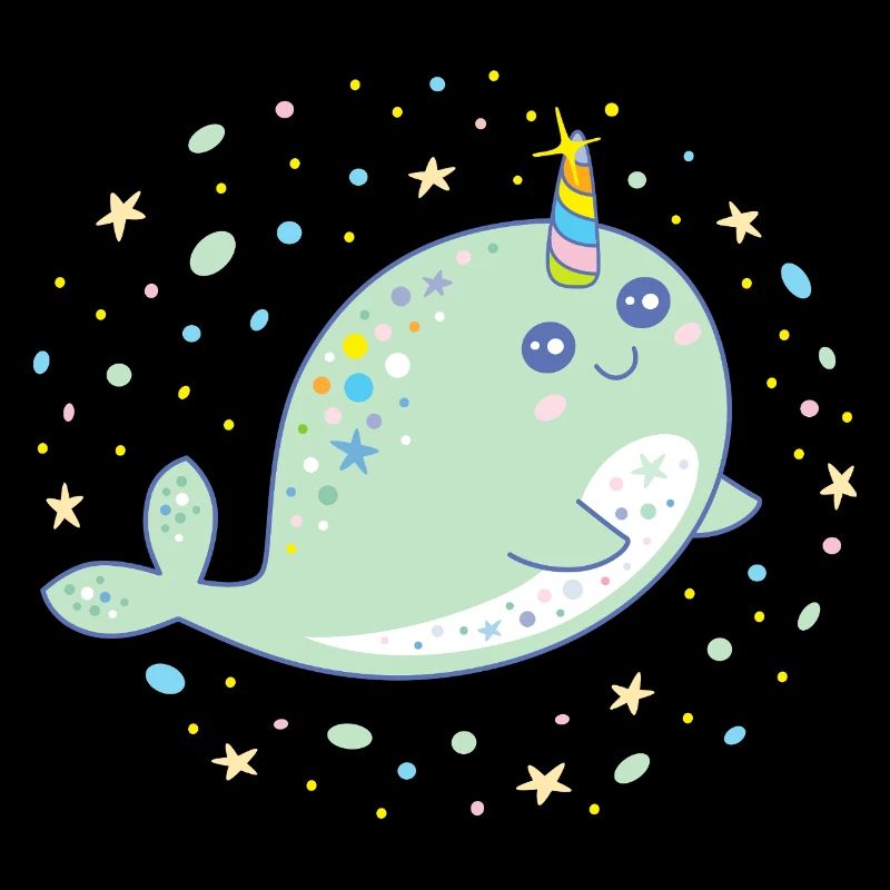 Couleurs pastel mignonnes de narval licorne Kawaii