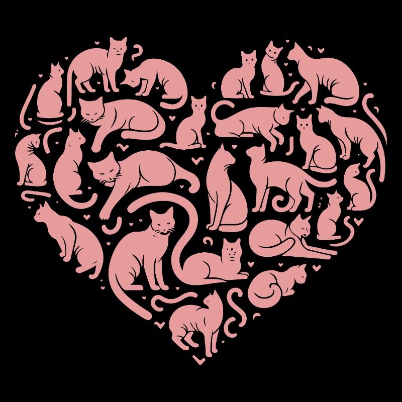 Cat Heart Silhouette Pink
