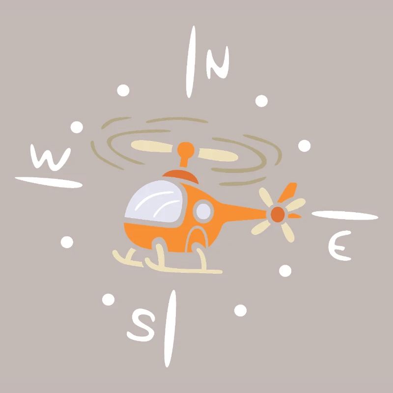 Hélicoptère de dessin animé avec conception de boussole