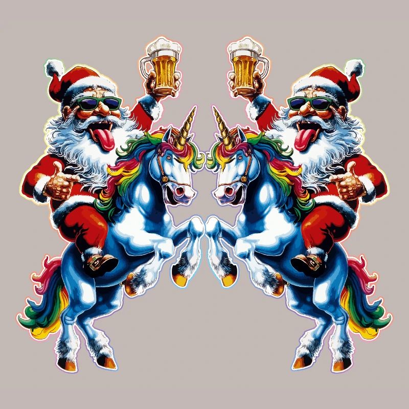 Weihnachtsmann Bier Einhorn Weihnachten