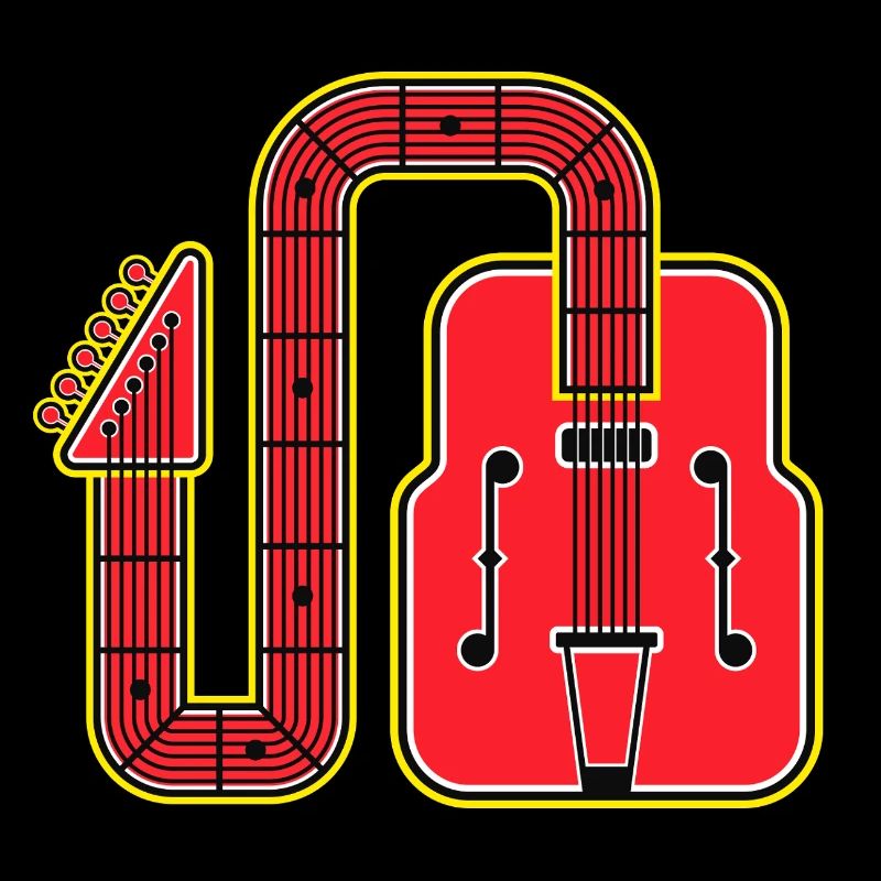 Guitare rétro à forme abstraite rouge
