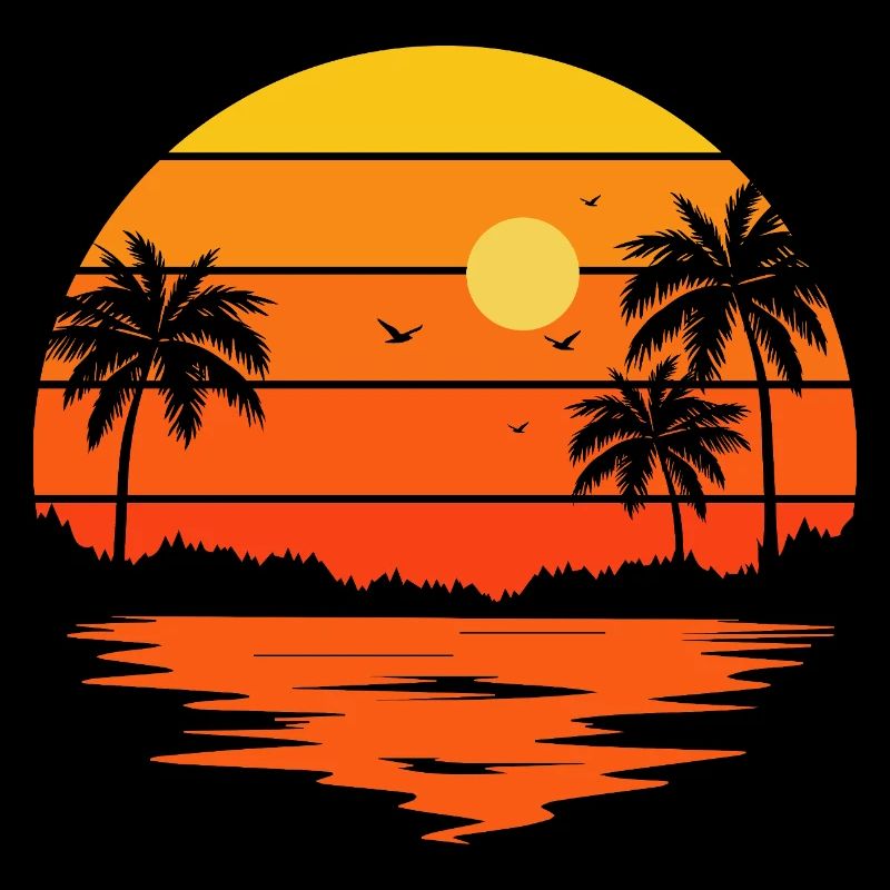 Sunset Retro Palm Tree