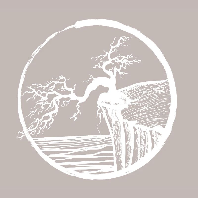 Landscape with tree on cliff edge