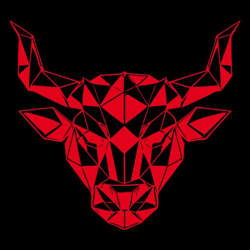 Roter Low-Poly Stierkopf