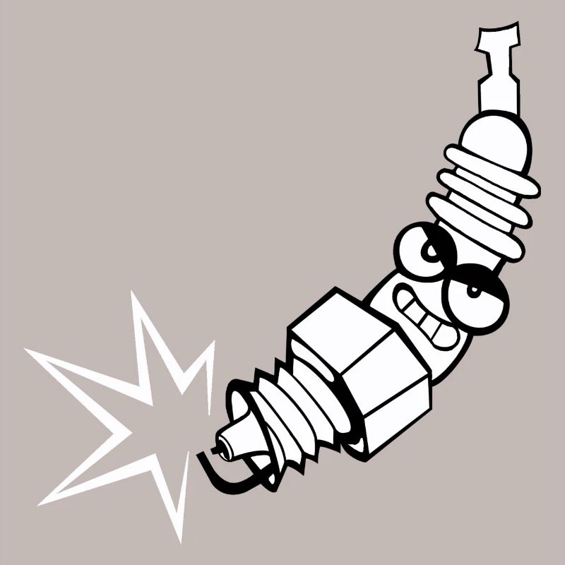Spark plug comic with face