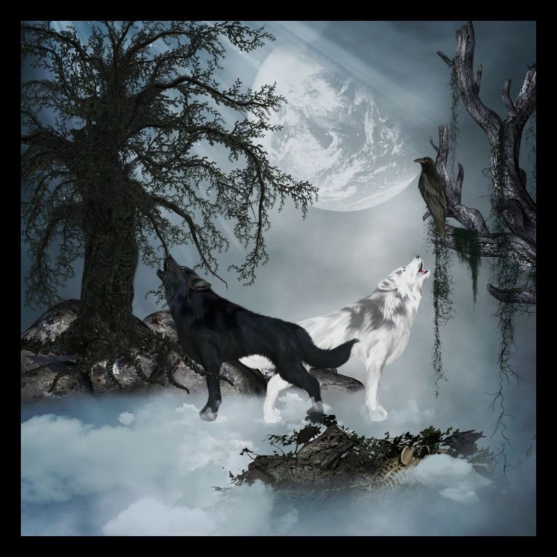 Loup noir et blanc