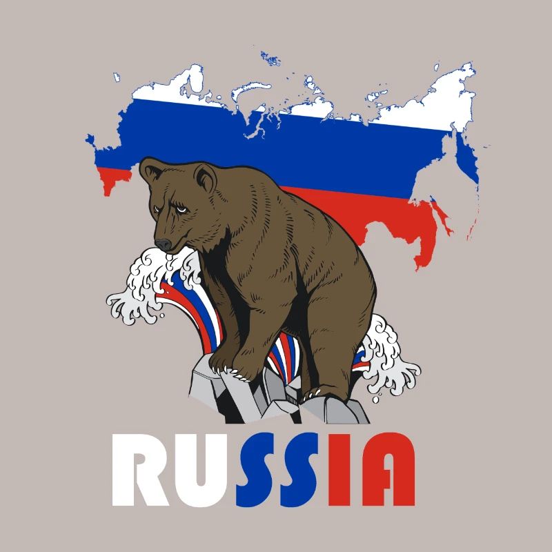 Russie conception de l’ours avec carte et drapeau