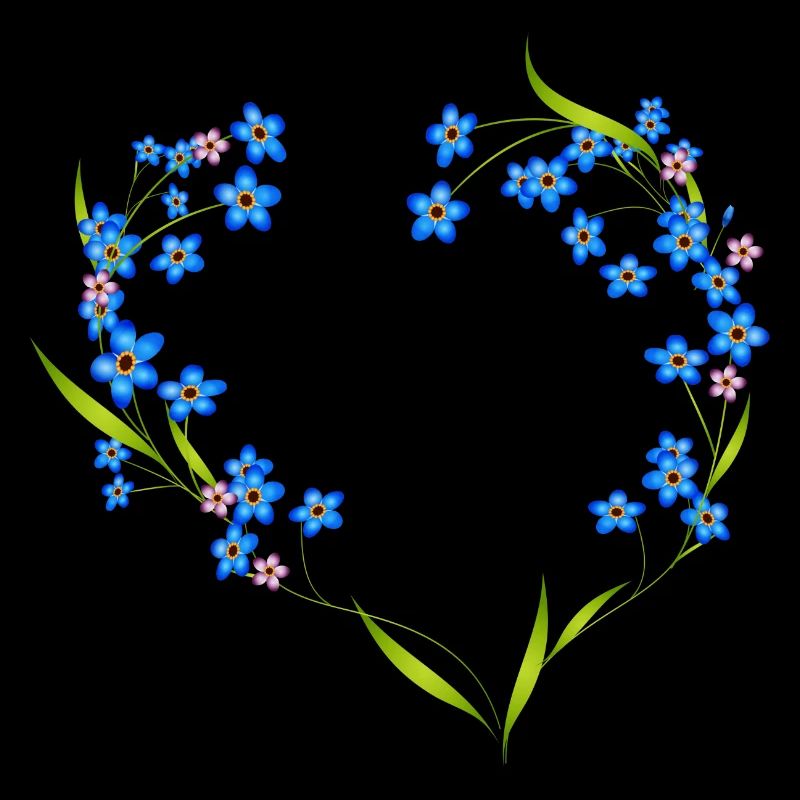 delicate forget-me-not frame in heart shape