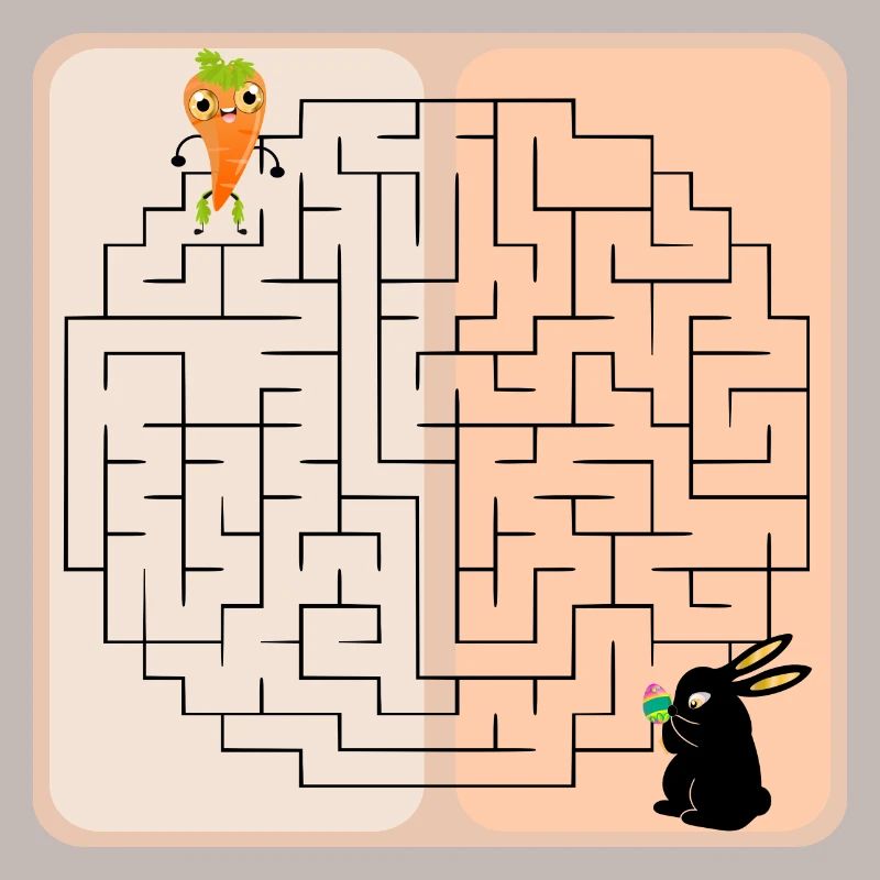 Labyrinth Easter Bunny - Easter - Carrot - Maze