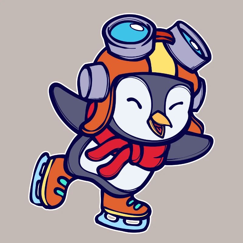 Kalt Cool Süß Vogel Pinguin Tier Eislaufen Eis
