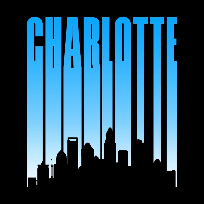 Charlotte Skyline Typo Blau Gradient