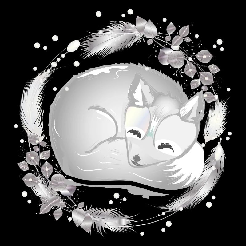 small polar fox sleeping in silver colors