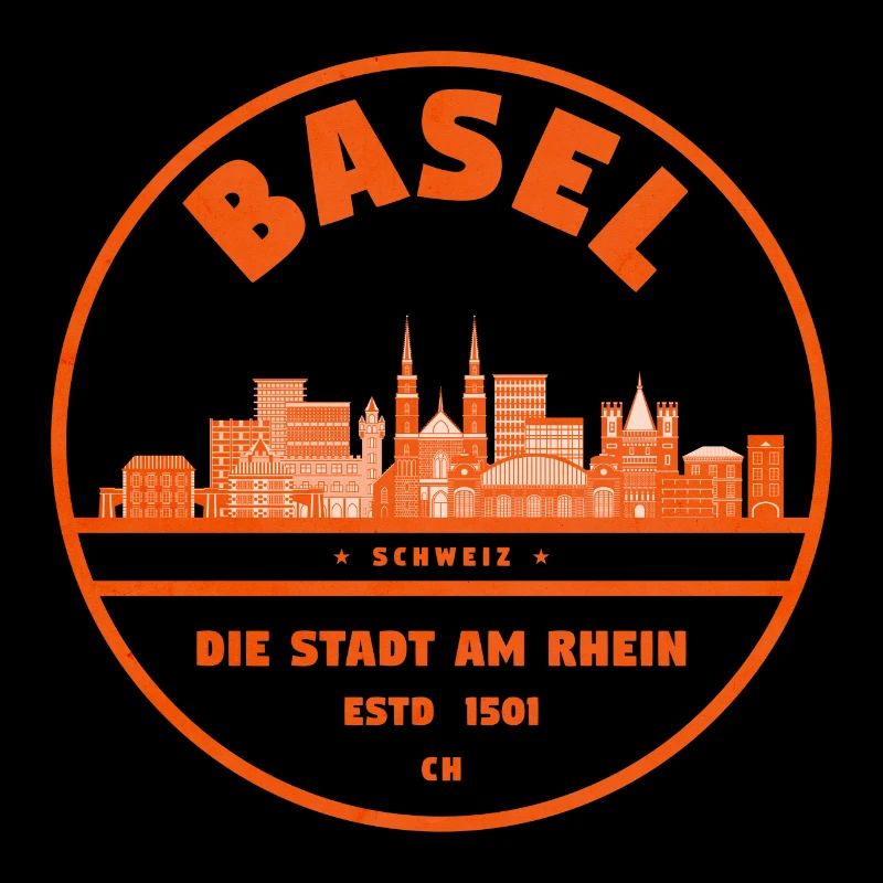 Basel City Skyline Emblem