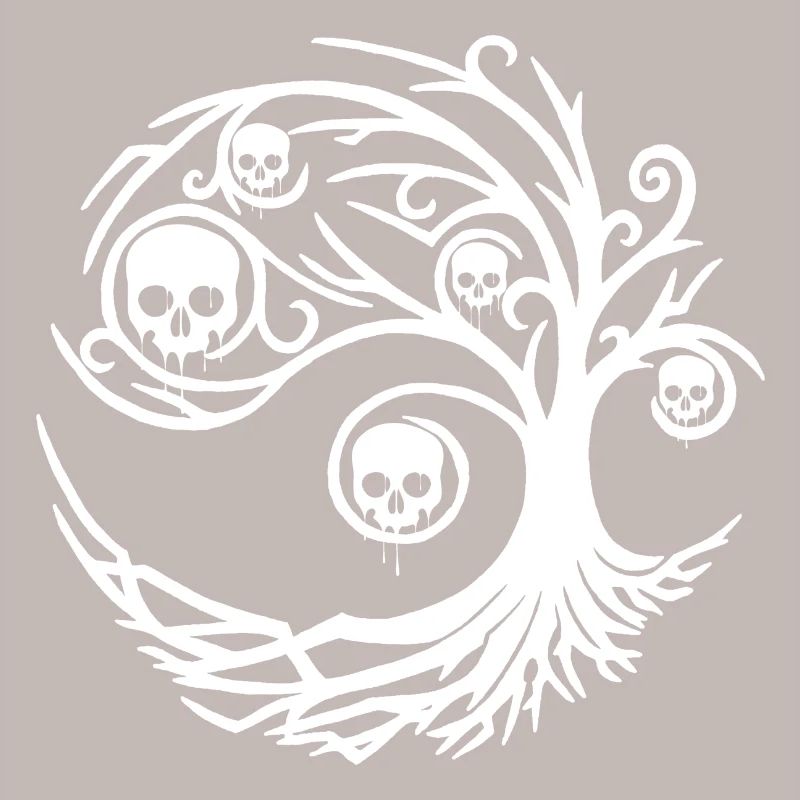 White tree with skulls