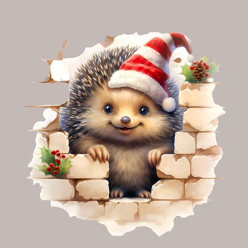 Hérisson de Noël dans le mur
