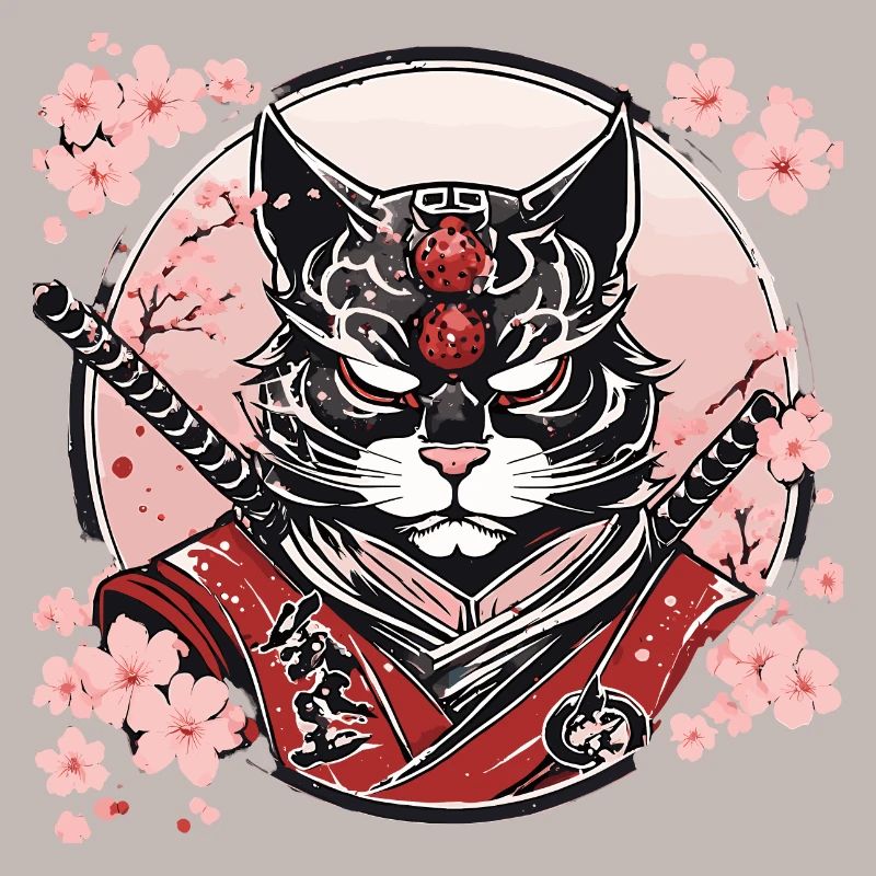 Dämonischer Kawaii Neko Samurai : Katzen-Samurai