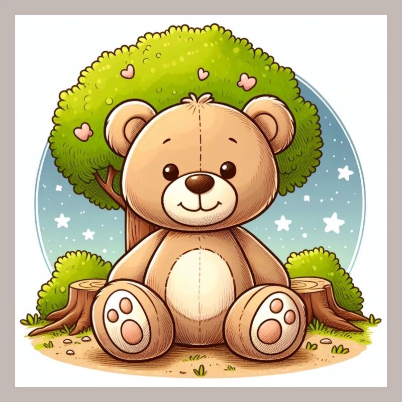 Teddybär vor einem Baum