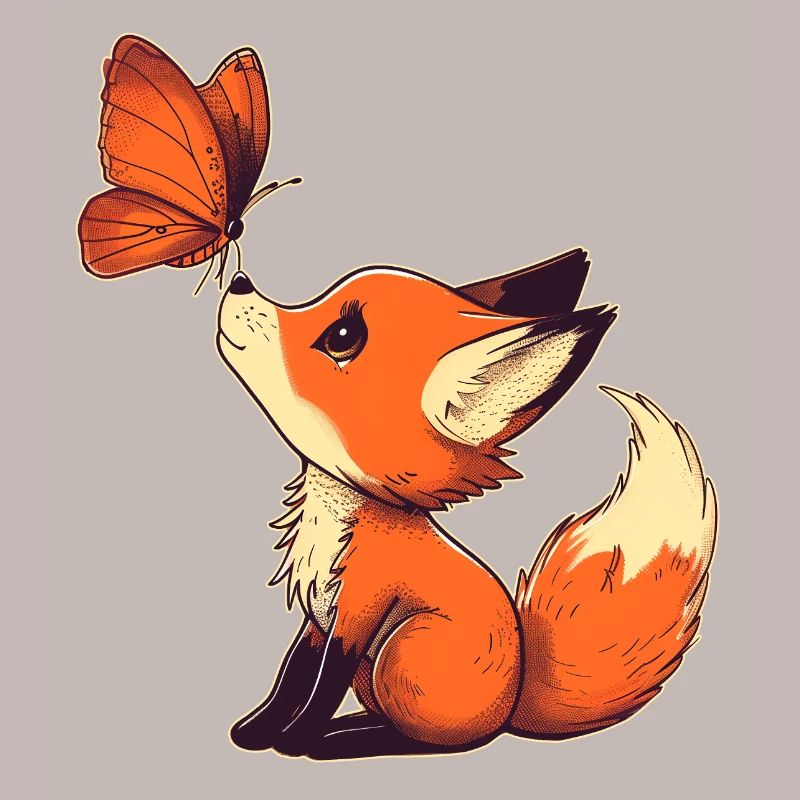 Fox with butterfly