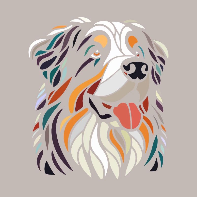 Multicolor Bernese Mountain Dog Head Geom art
