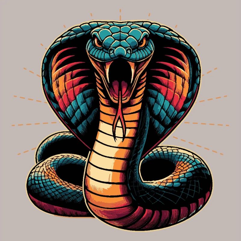 dynamisches und farbenfrohes Cobra-Schlangen Motiv