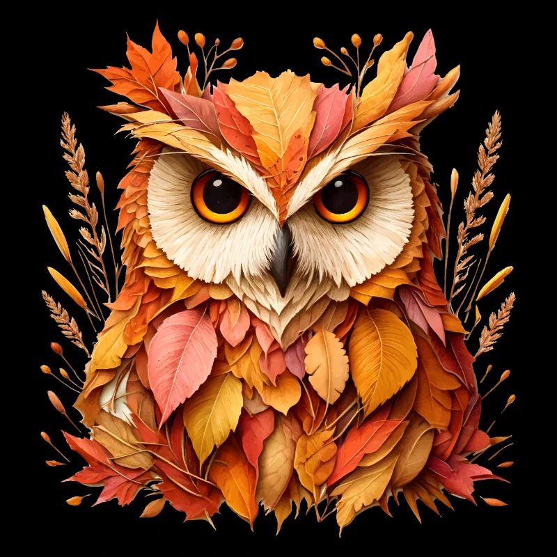 beau hibou, conçu à partir de différentes feuilles