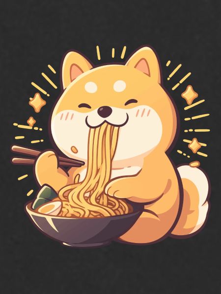 Dog eating Ramen